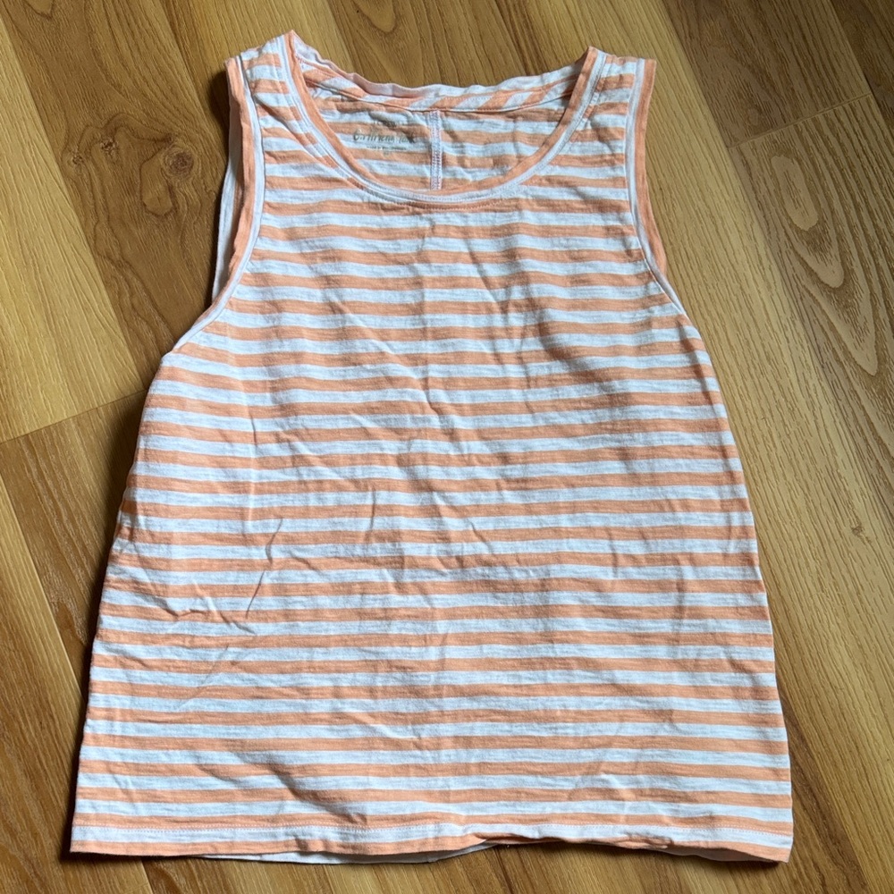 J. Crew Factory orange and White Striped Sleeveless Tank